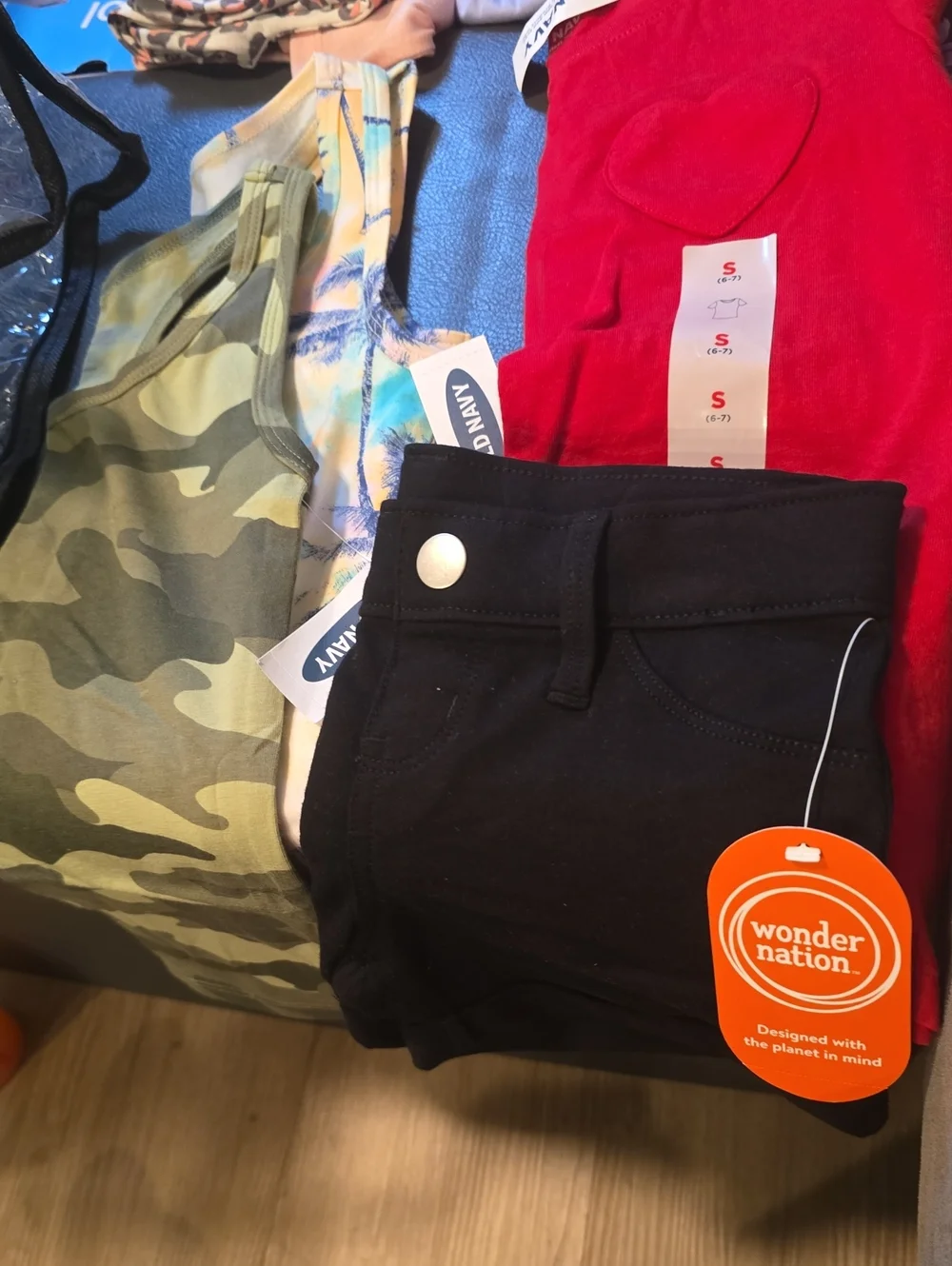 Old Navy Black Short Sleeve Tee with Red Heart Detail